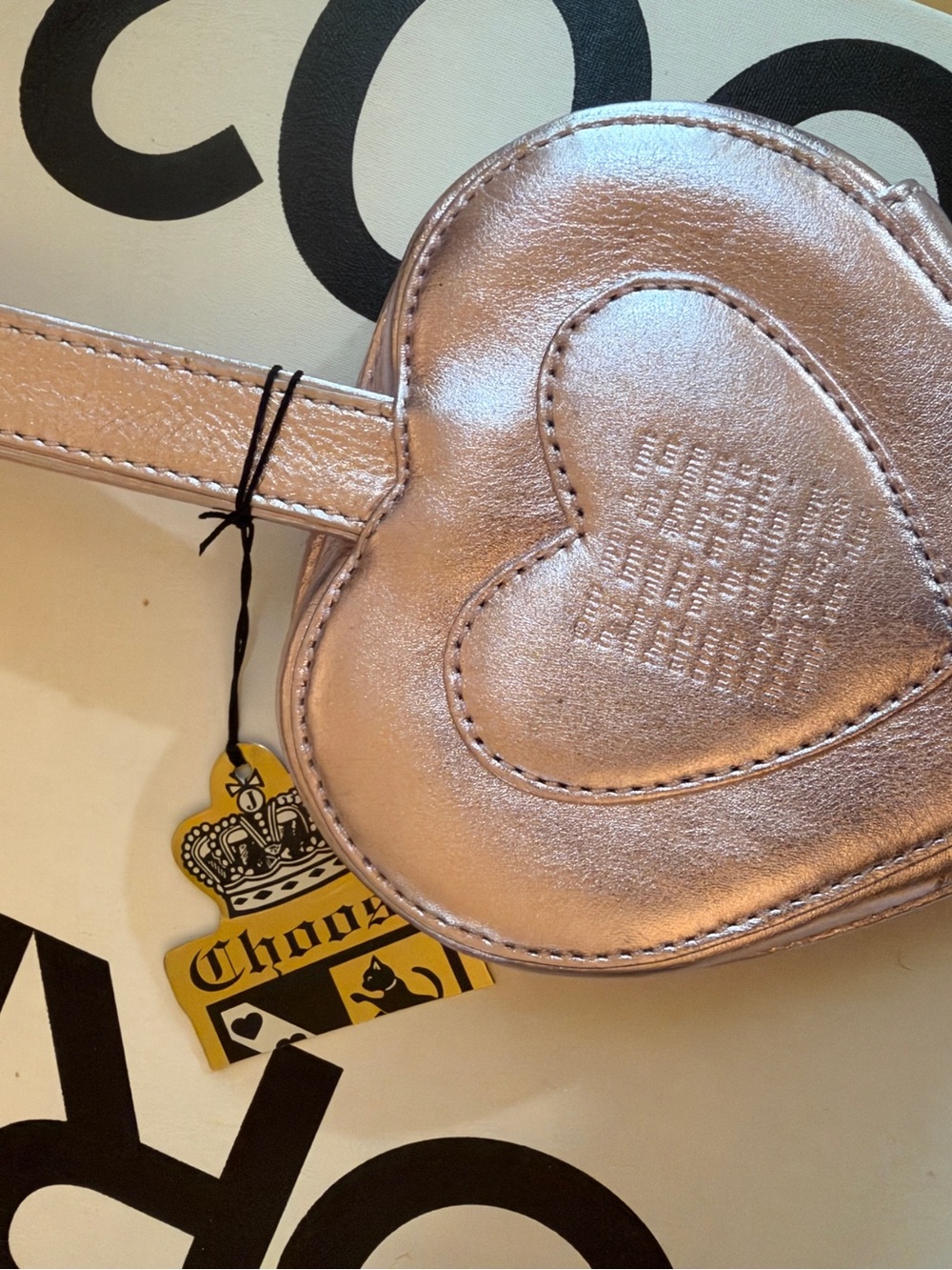 Juicy Couture Metallic Rose Gold Heart Wristlet Coin Purse